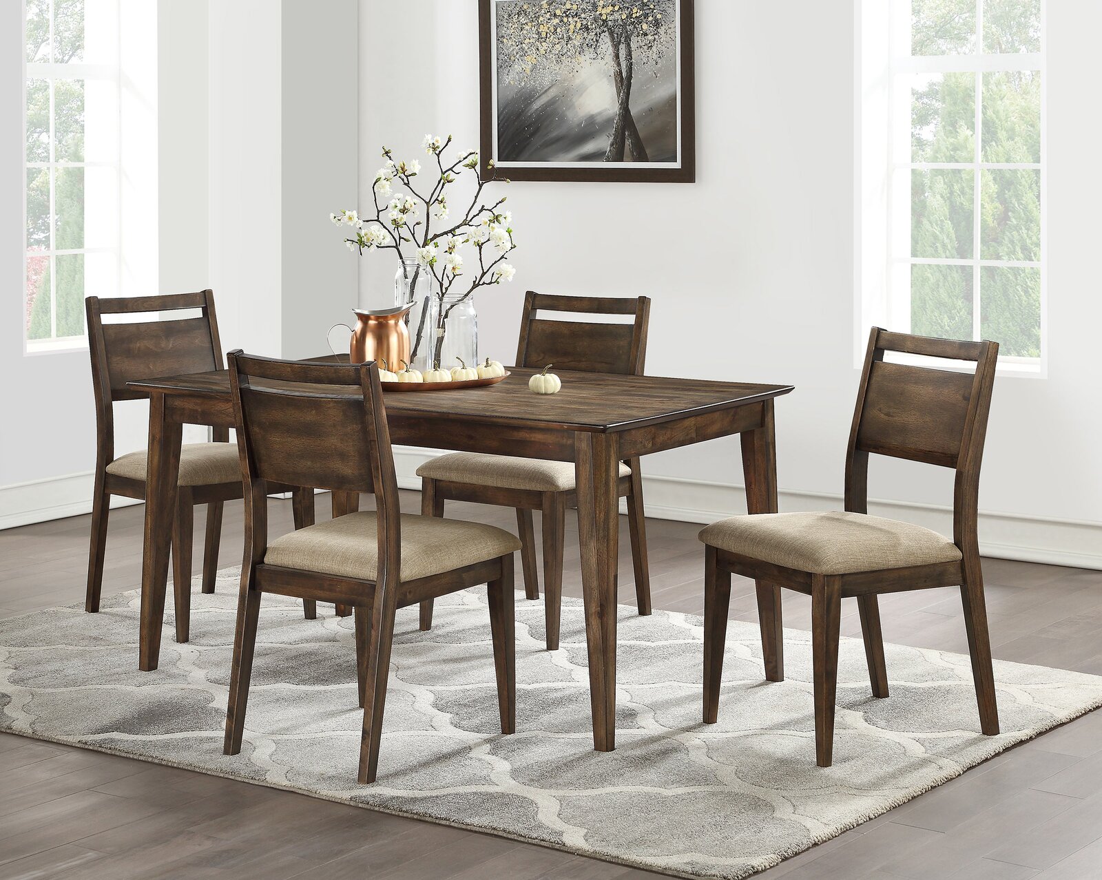 balfor extendable rubberwood solid wood dining set