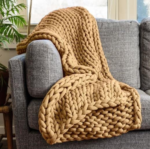 AMERICAN HERITAGE Acrylic Chunky Knitted Throw Home Depot