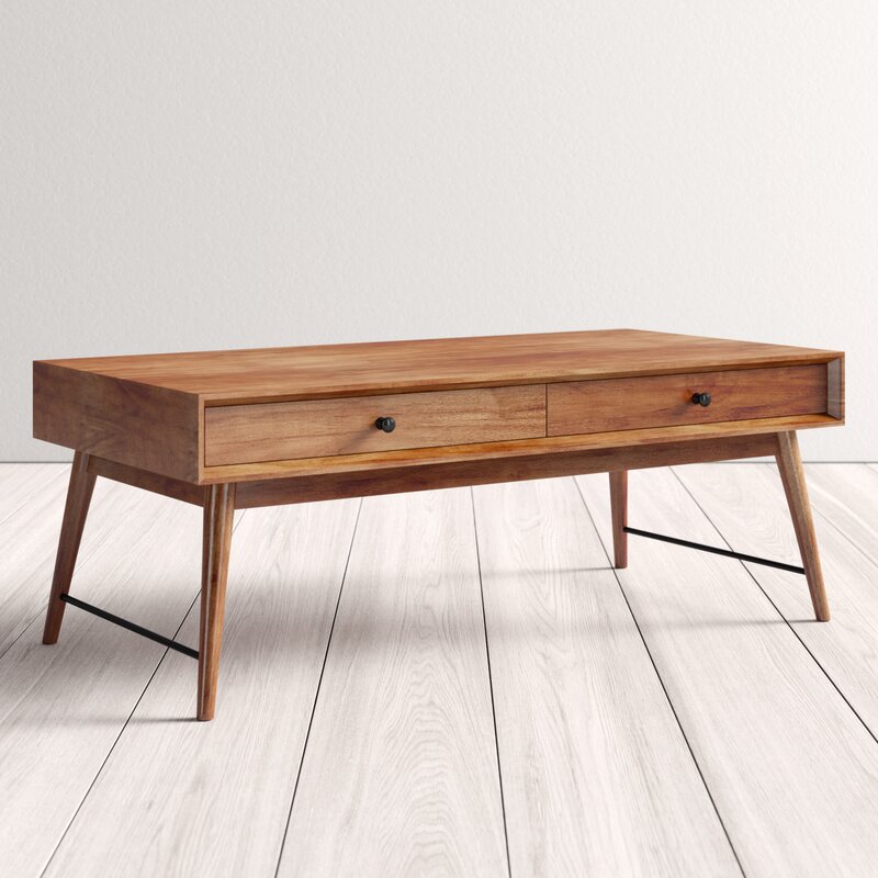 Mayer solid wood coffee store table with storage