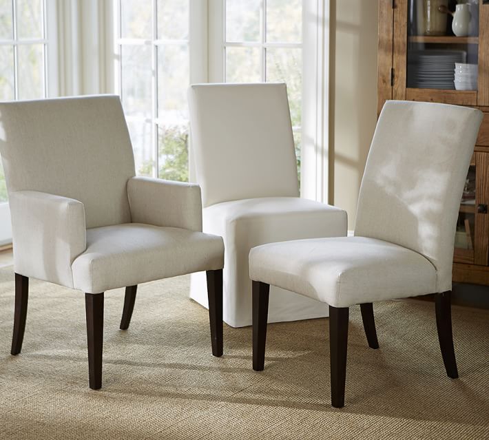 Pb Comfort Square Upholstered Dining, White Upholstered Dining Chairs Pottery Barn