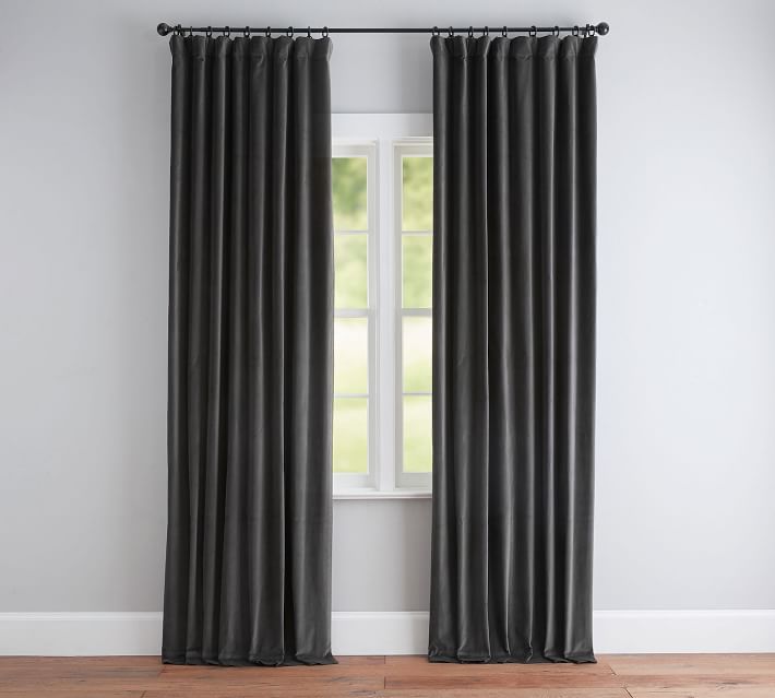 Velvet Twill Curtain, 50 x 96", Washed Black Pottery Barn Havenly