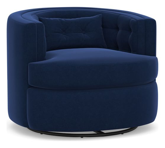 reed upholstered swivel armchair