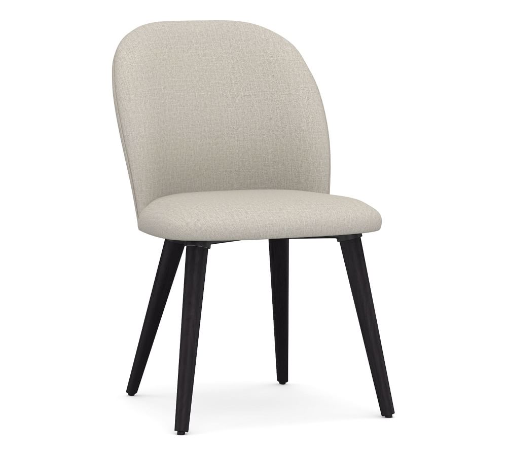 Brea Upholstered Dining Side Chair, Black Leg, Performance Heathered