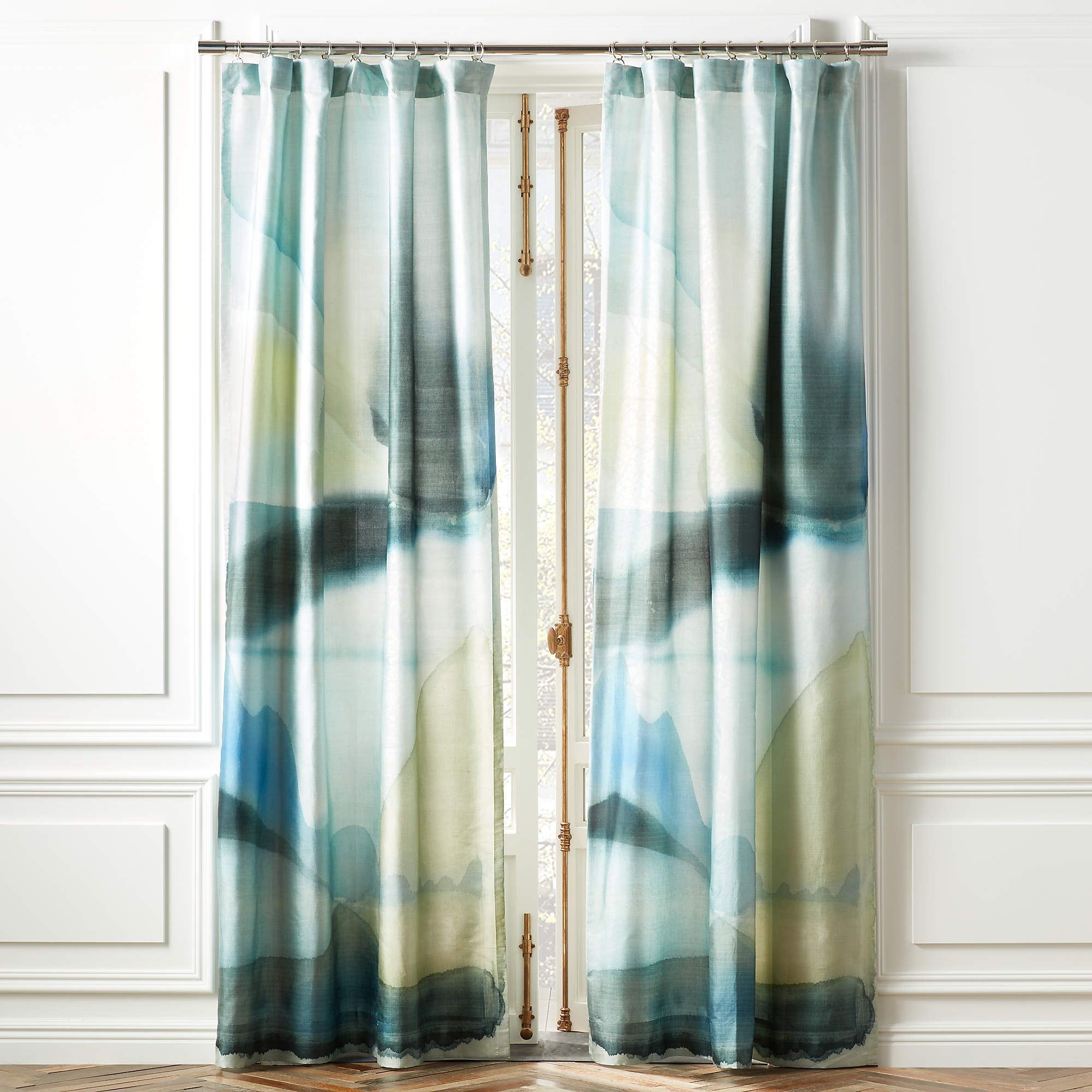 Elysium Deep Blue Dupioni Silk Curtain Panel 48"x96" - CB2 | Havenly