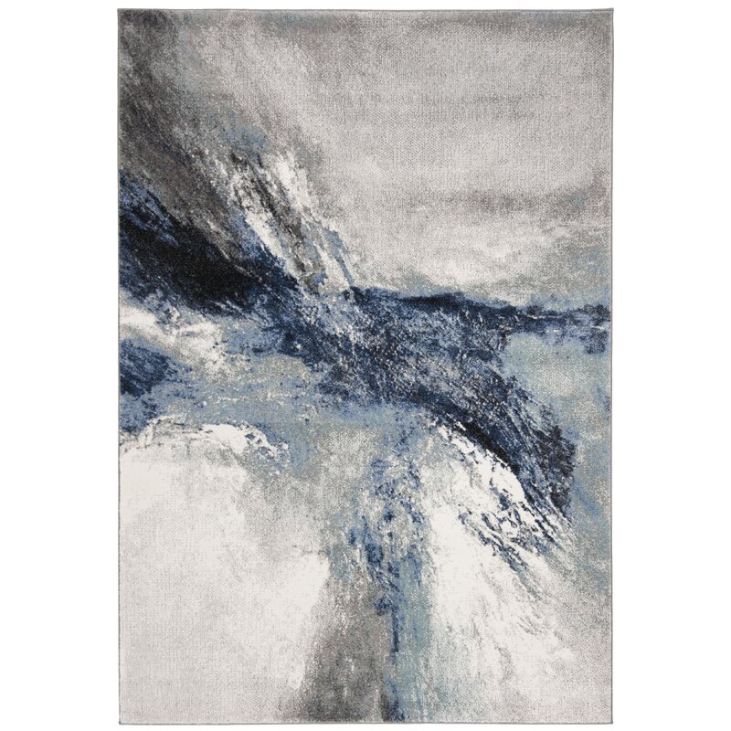 Elara Abstract Blue/Gray Area Rug Wayfair Havenly