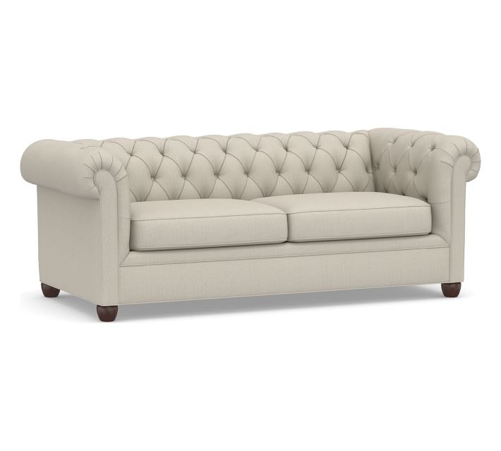 Chesterfield Upholstered Sofa 88", Polyester Wrapped Cushions, Sunbrella(R) Performance Boss