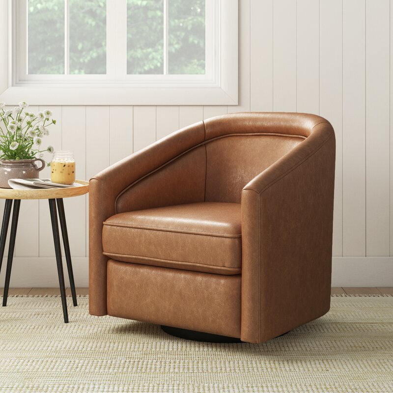 Kiersten Upholstered Swivel Barrel Chair Wayfair Havenly