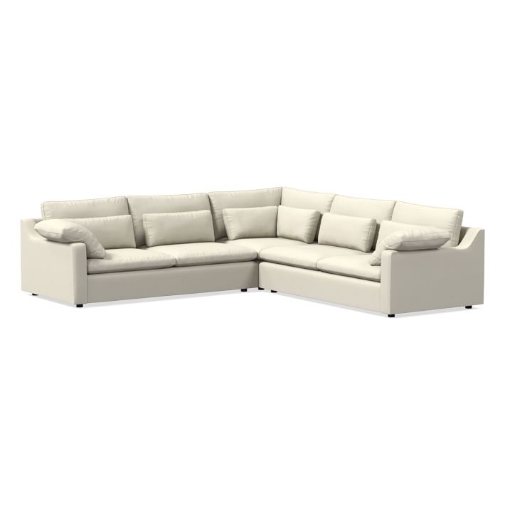 Harmony Swoop Arm Sectional Set 03 Left Arm 2 5 Seater Sofa Corner Right Arm 2 5 Seater Sofa Down Fill Performance Basketweave Natural Dark Walnut West Elm