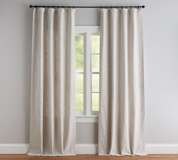 Seaton Textured Curtain, Neutral, Cotton Lining, 50" x 96" Pottery