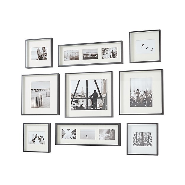 Brushed Gunmetal Picture Frame Gallery, Set of 9 Crate and Barrel