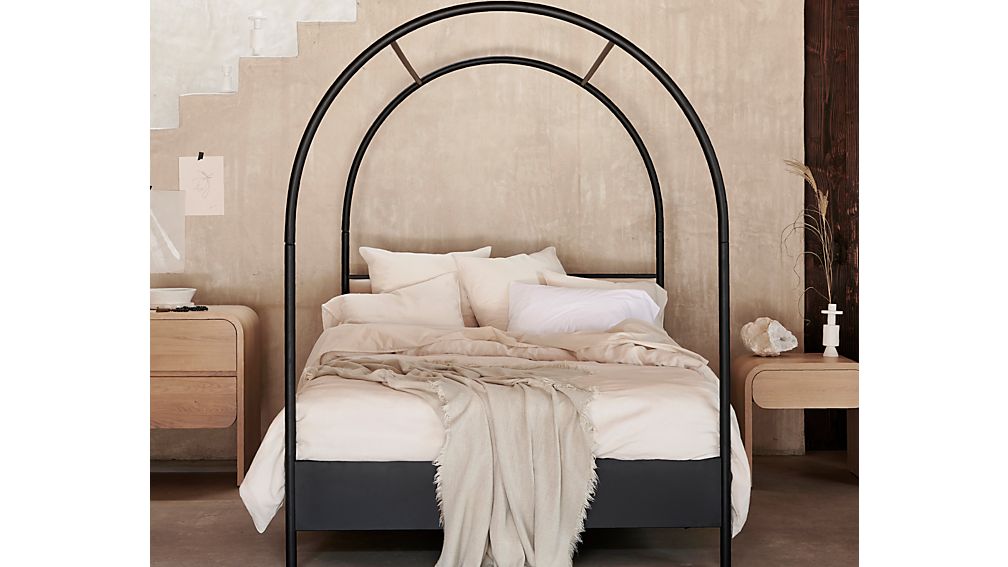 Canyon King Arched Canopy Bed with Upholstered Headboard Crate and Barrel Havenly