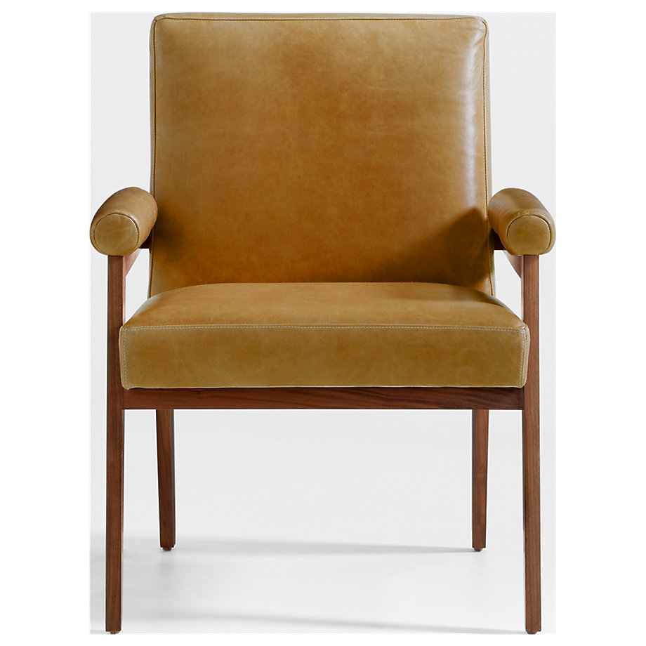 Jolie Wood Frame Leather Chair Crate and Barrel Havenly