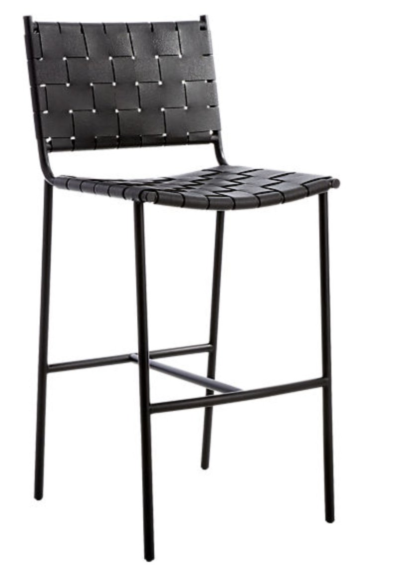 woven black leather bar stool