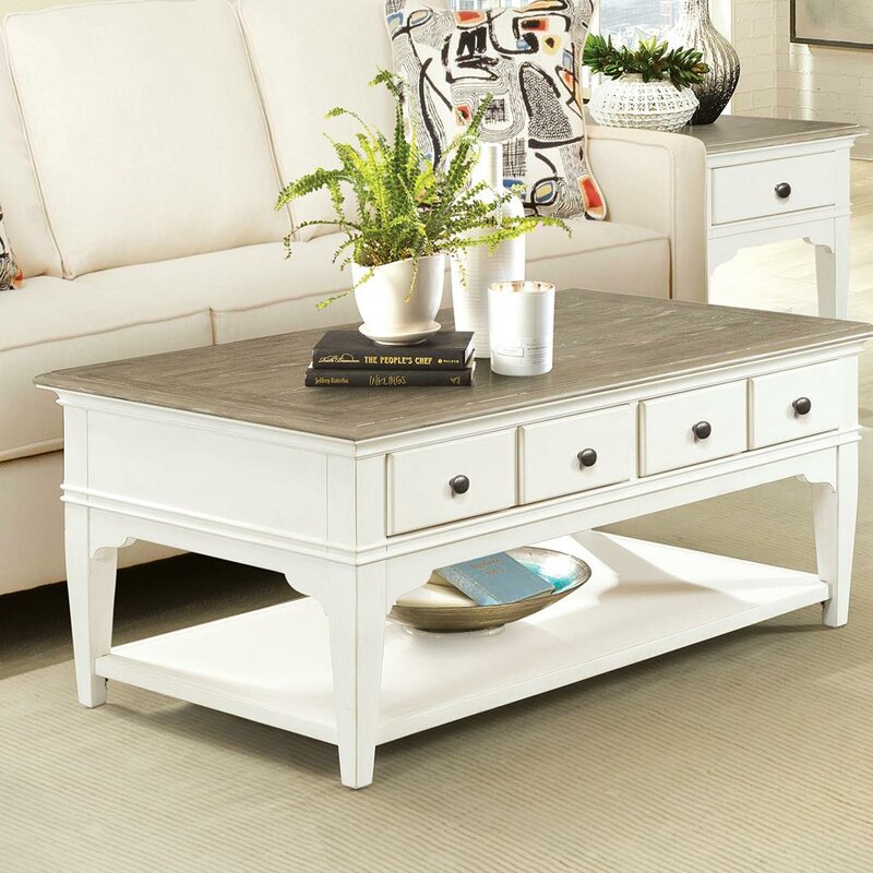 belle meade solid wood coffee table with storage