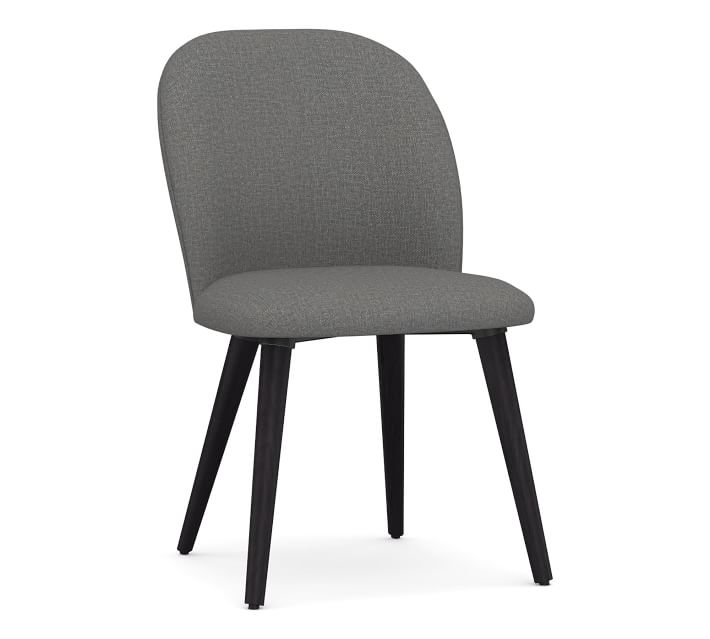 Brea Upholstered Dining Side Chair, Black Leg, Performance Brushed