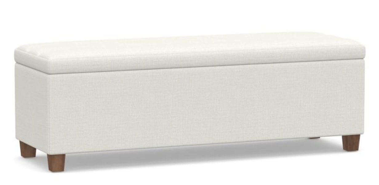 Daphne Upholstered Trunk, Basketweave Slub Ivory Pottery Barn Havenly