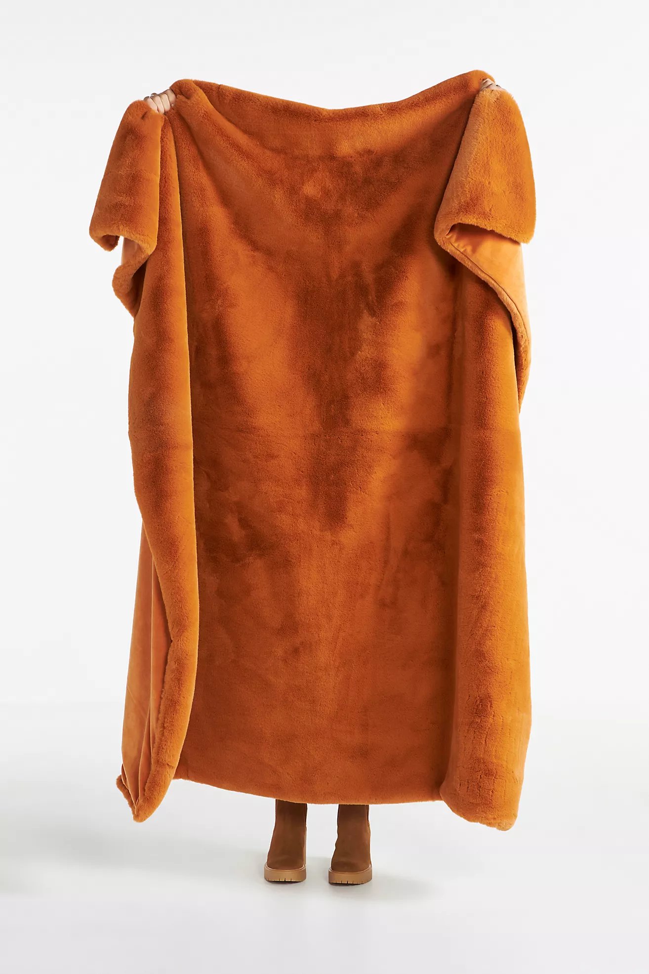Sophie Faux Fur Throw Blanket, TERRACOTTA Anthropologie Havenly