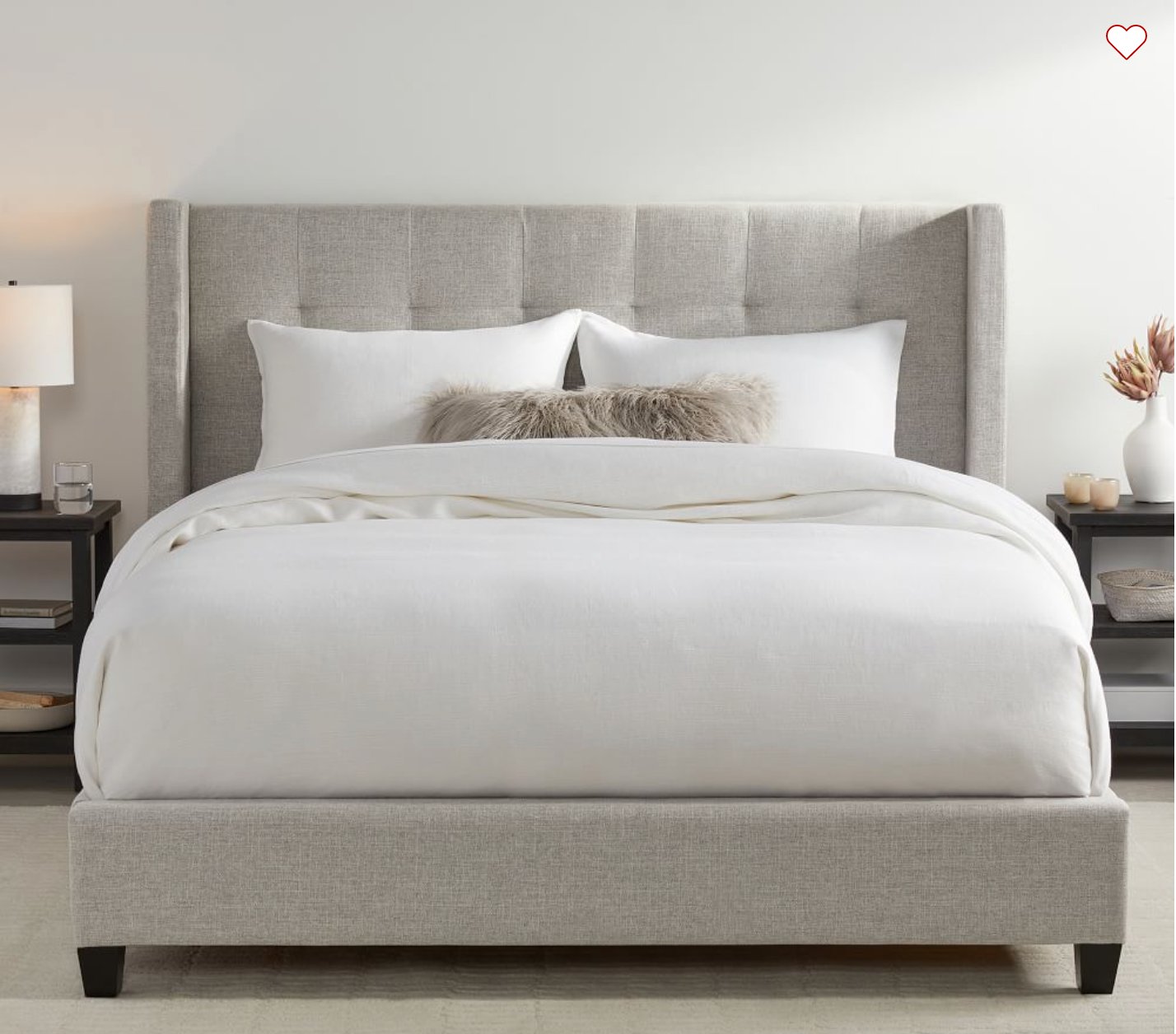 Elliot Tufted Shelter Upholstered Bed, King, Low Headboard, 46.5"h