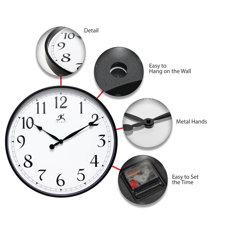 Black Alden Marbleized Clock FirsTime & Co Plastic 19.75 x 1.88 x 19.75 inches