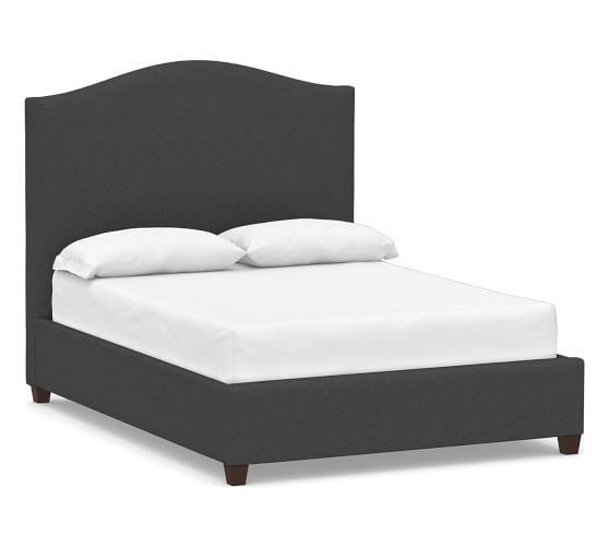 Raleigh Curved Upholstered Headboard & Bed without Nailheads, King
