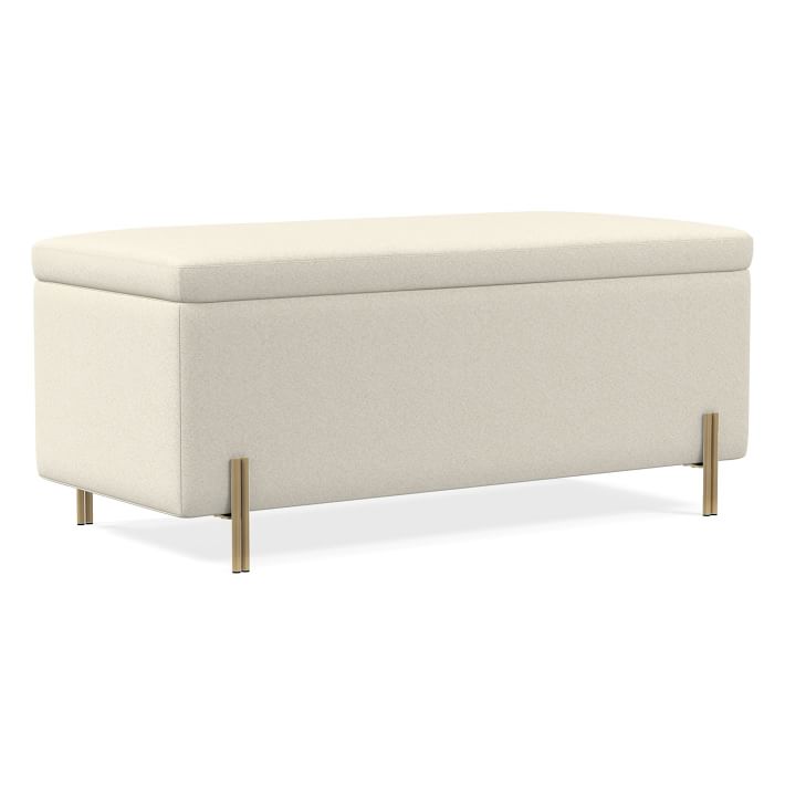 Mod Storage Bench 42", Luxe Boucle, Stone White, Antique Brass - West Elm