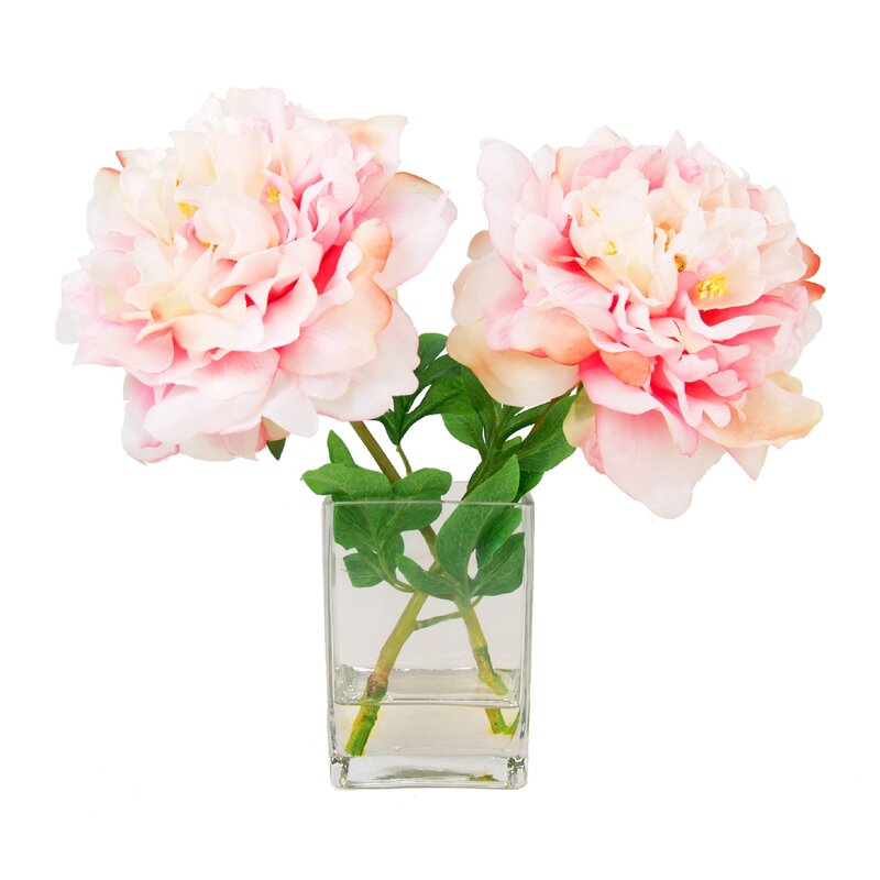 Faux Peony Floral Arrangement in Vase Perigold Havenly