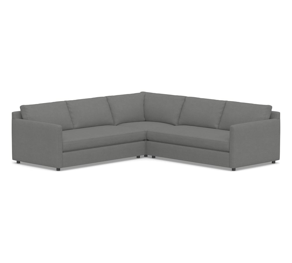 Pacifica Square Arm Upholstered 3Piece LShaped Corner Sectional