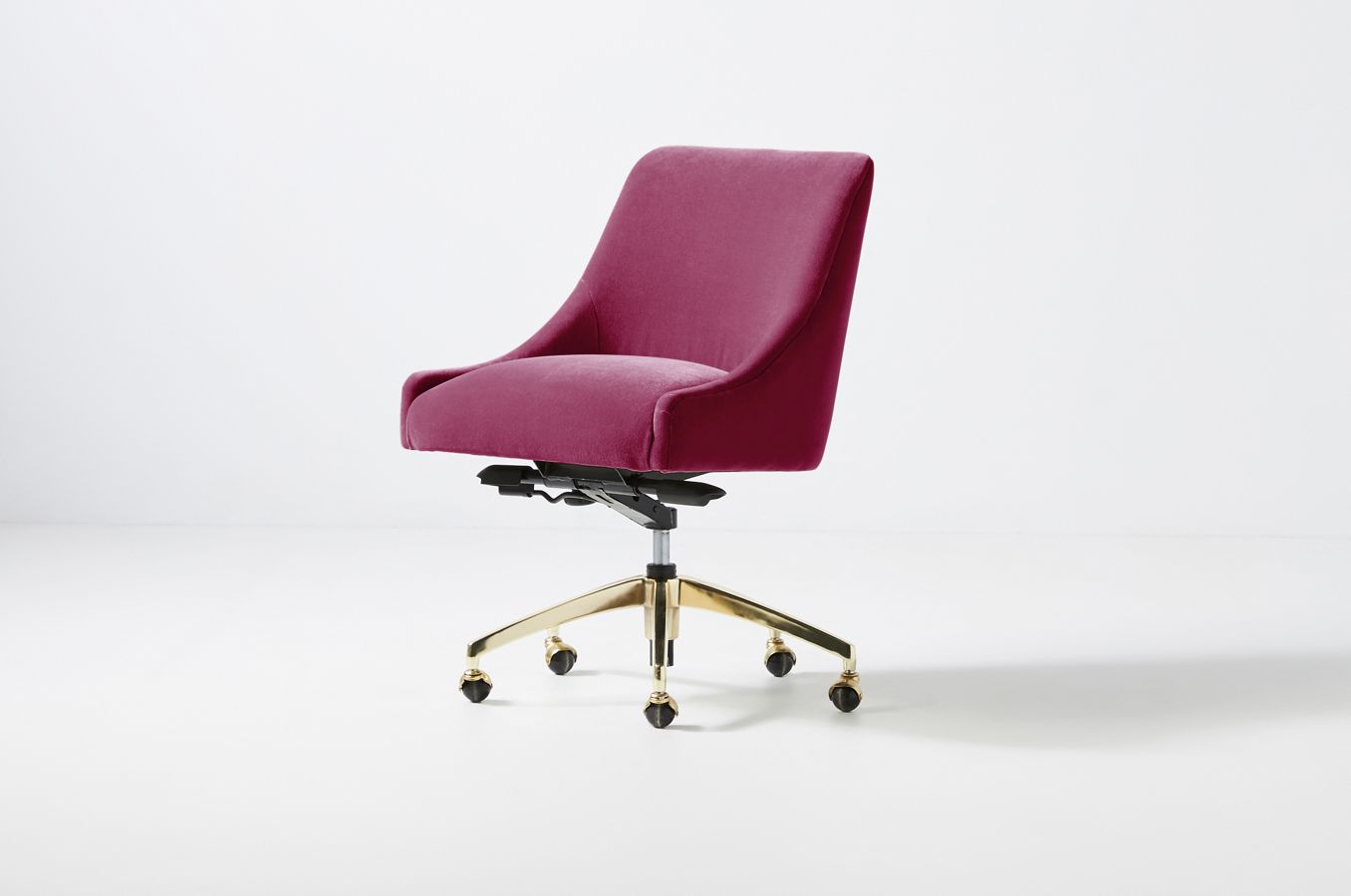 Elowen Swivel Office Chair Valencia Velvet, Carmine Anthropologie Havenly