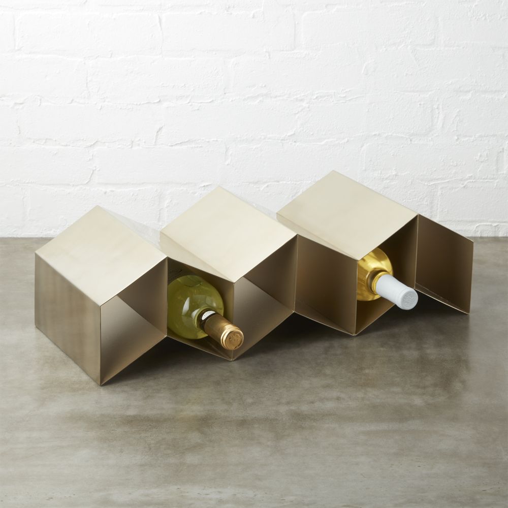 herringbone gold wine rack - CB2 | Havenly