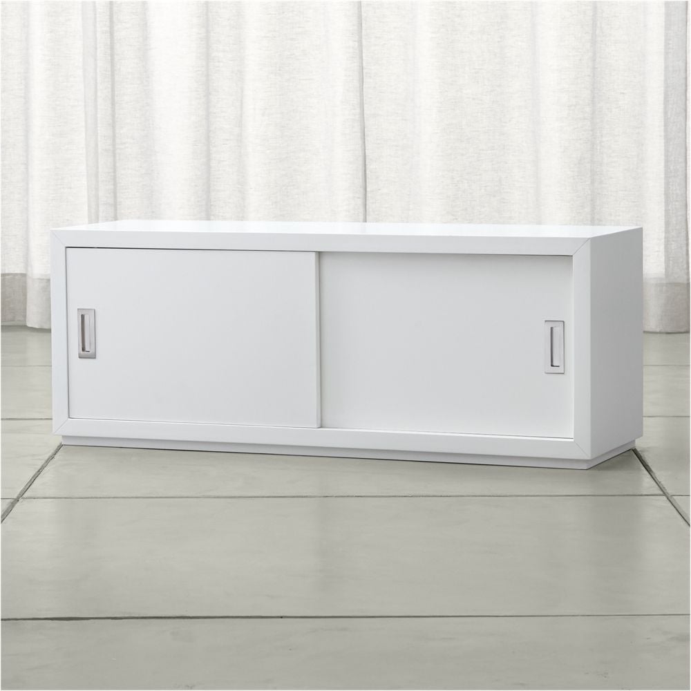 Aspect White 47.5" Modular Sliding Door Storage Unit Crate and Barrel