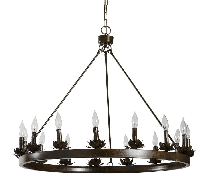 pottery barn wagon wheel chandelier