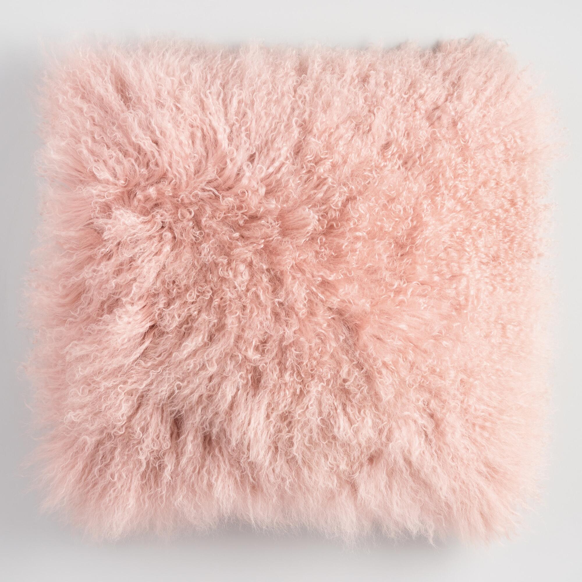 blush fur pillows