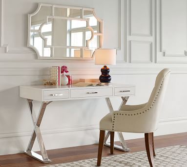 Ava Writing Desk White Polished Nickel Finish Pottery Barn