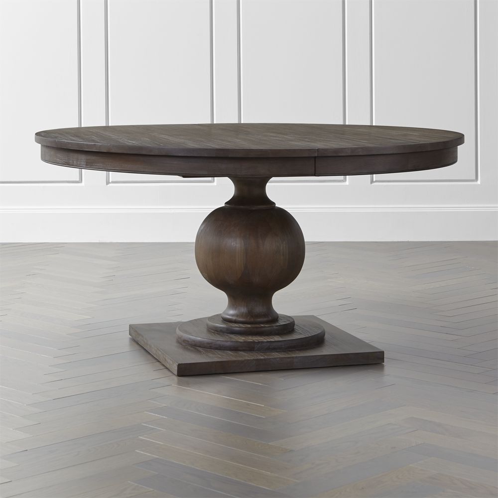 60" Round Light Mahogany Extendable Dining Table Crate and