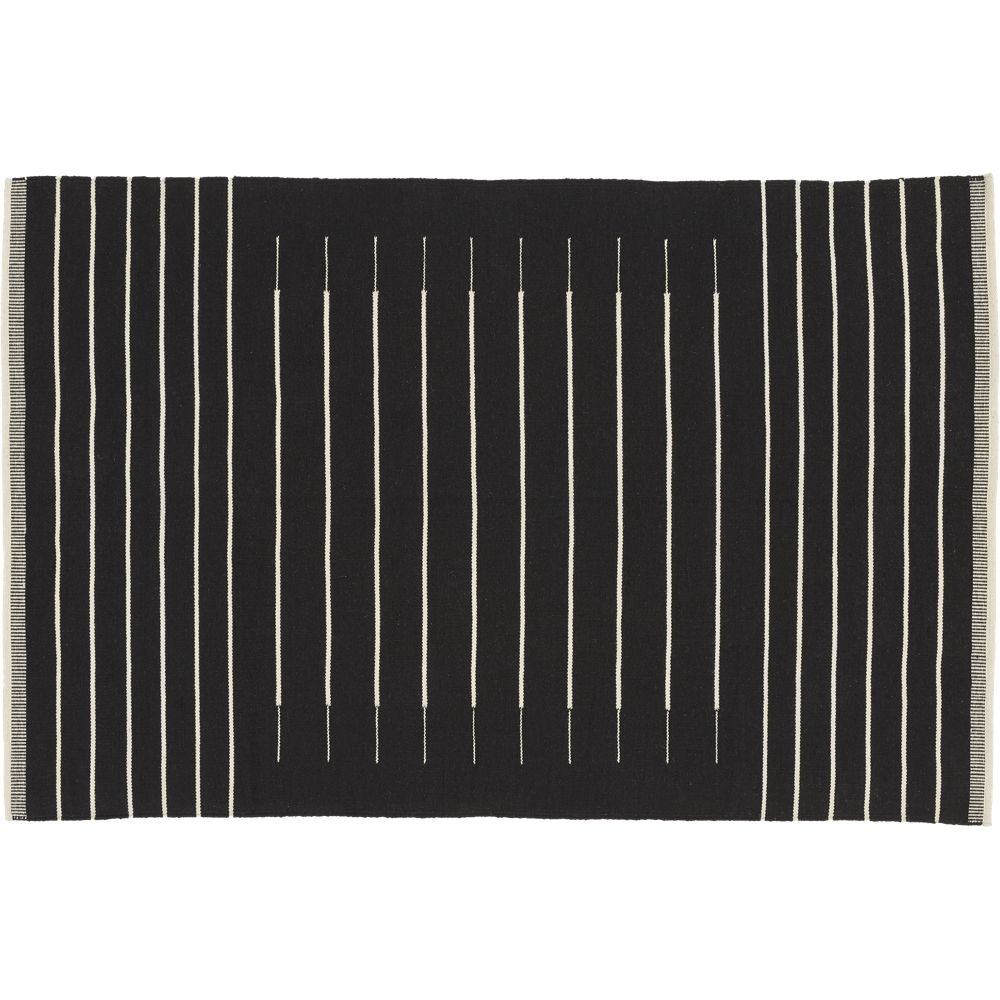 Black with White Stripe Rug 5'x8' CB2 Havenly