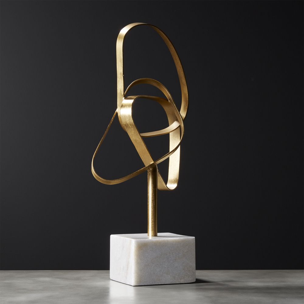Standing Infinity Brass Knot Sculpture CB2 Havenly