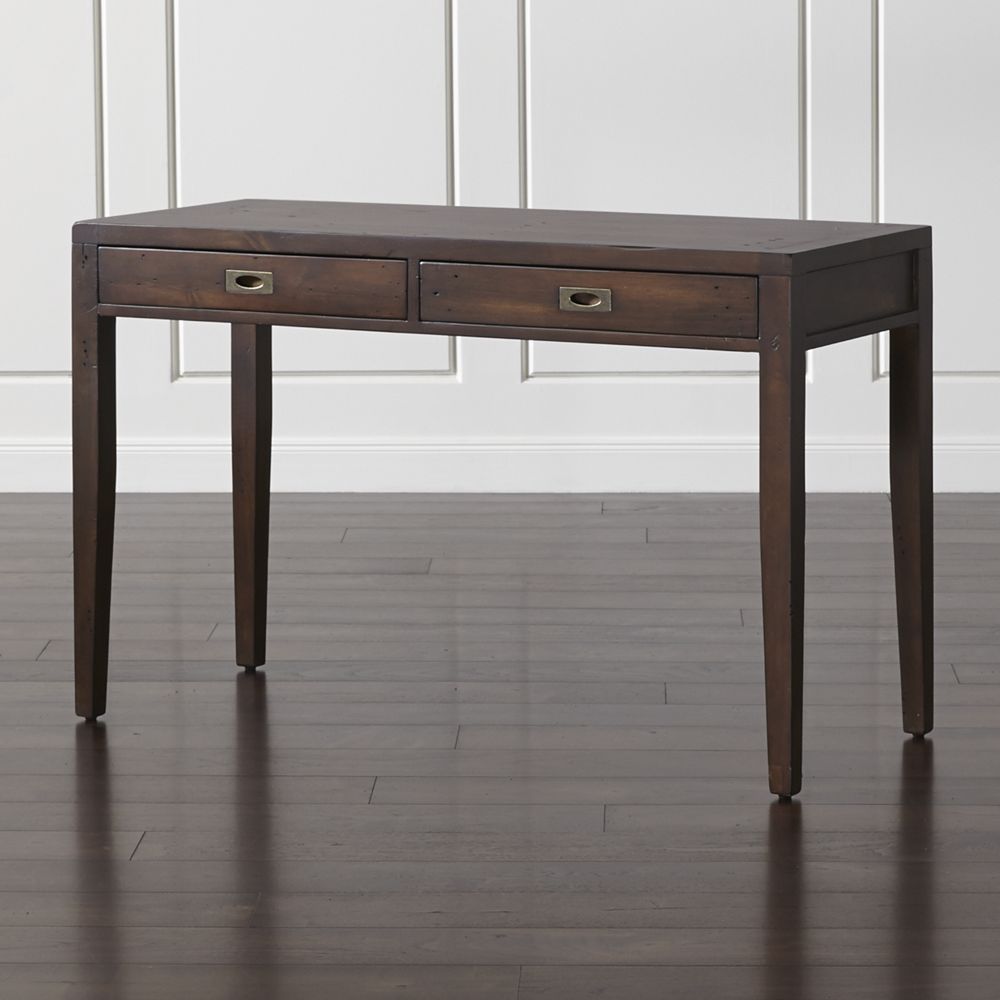 Morris 48" Chocolate Brown Writing Desk Crate and Barrel Havenly