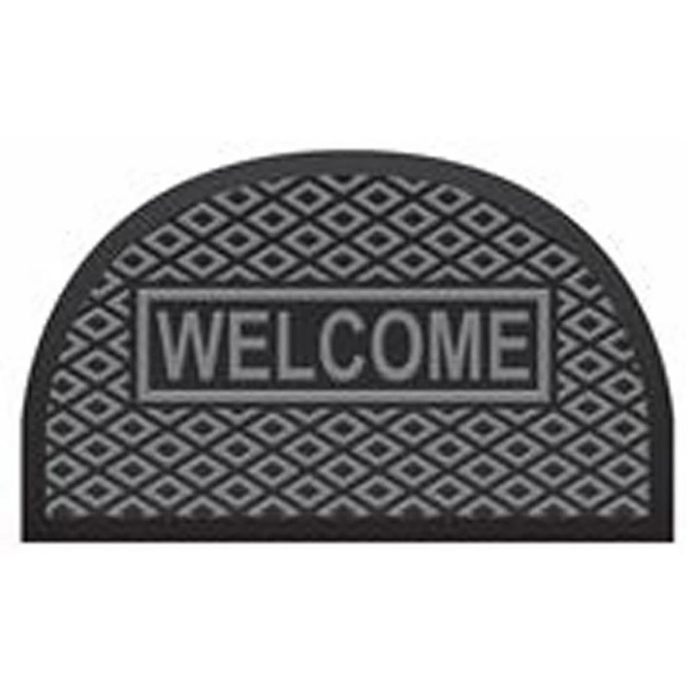 Evideco 30 in. x 18 in. Grey Outdoor Half Round Front Door Mat