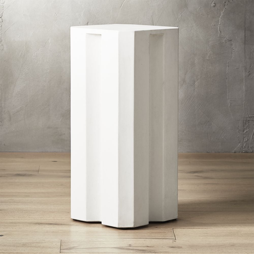 Hex Small Ivory Cement Pedestal Table CB2 Havenly
