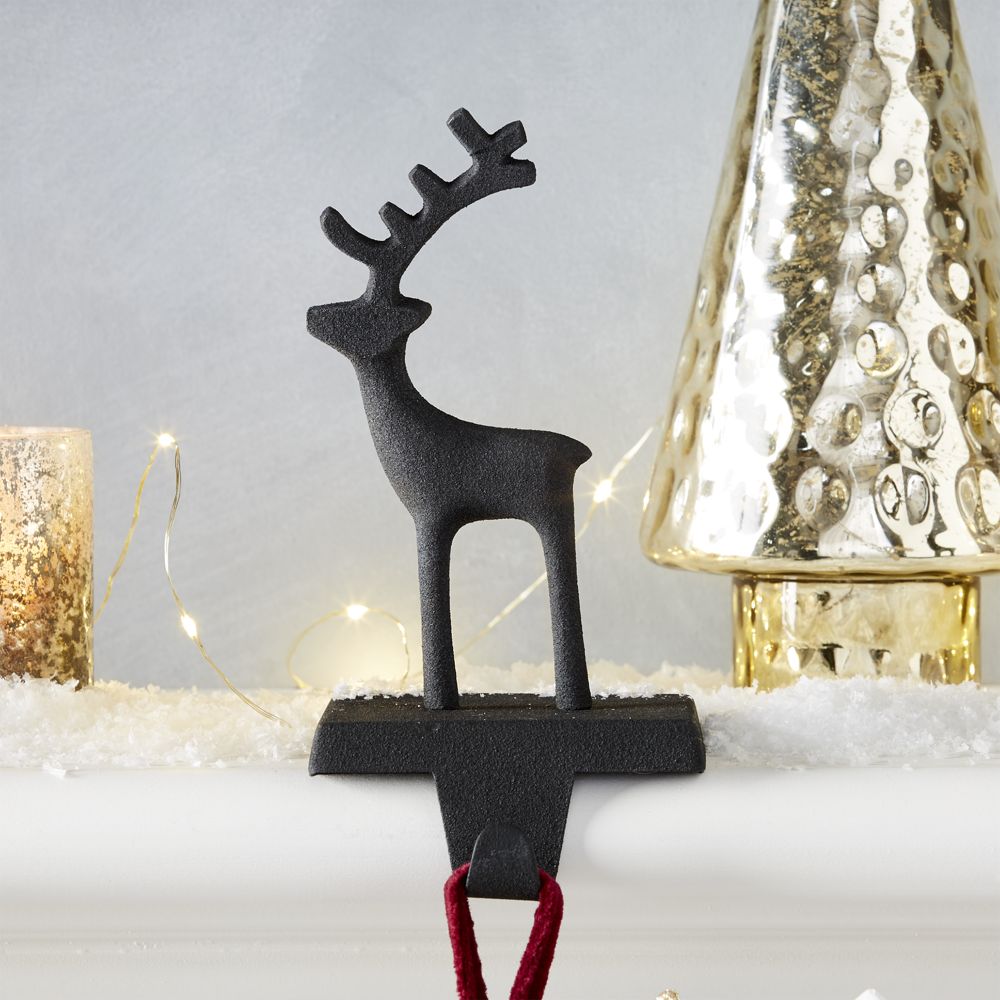 Zinc Reindeer Stocking Hook Crate and Barrel Havenly