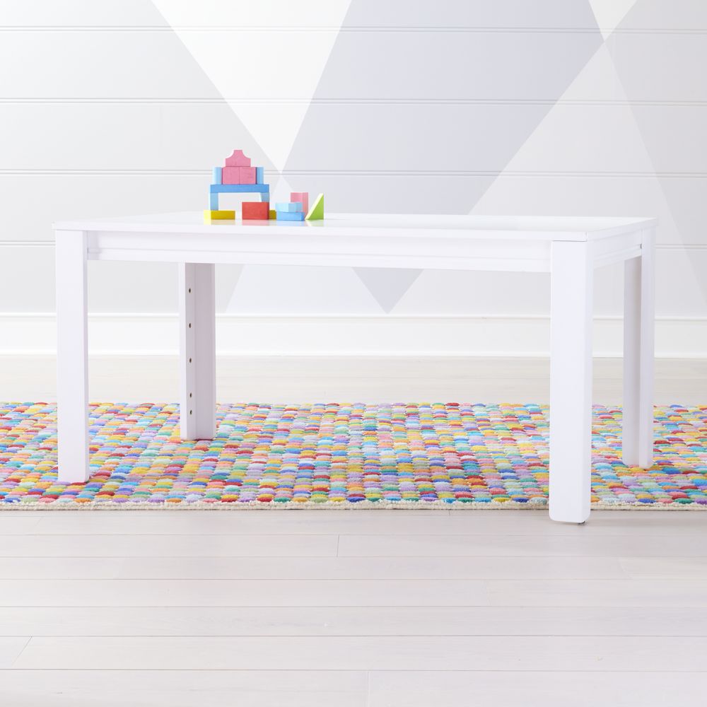 Adjustable White Wood Large Kids Table with 23