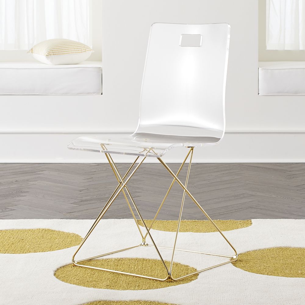 Kids Now You See It Acrylic Desk Chair with Gold Base ...