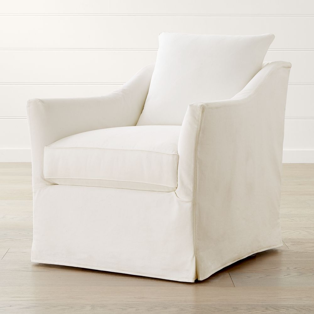 keely slipcovered swivel chair