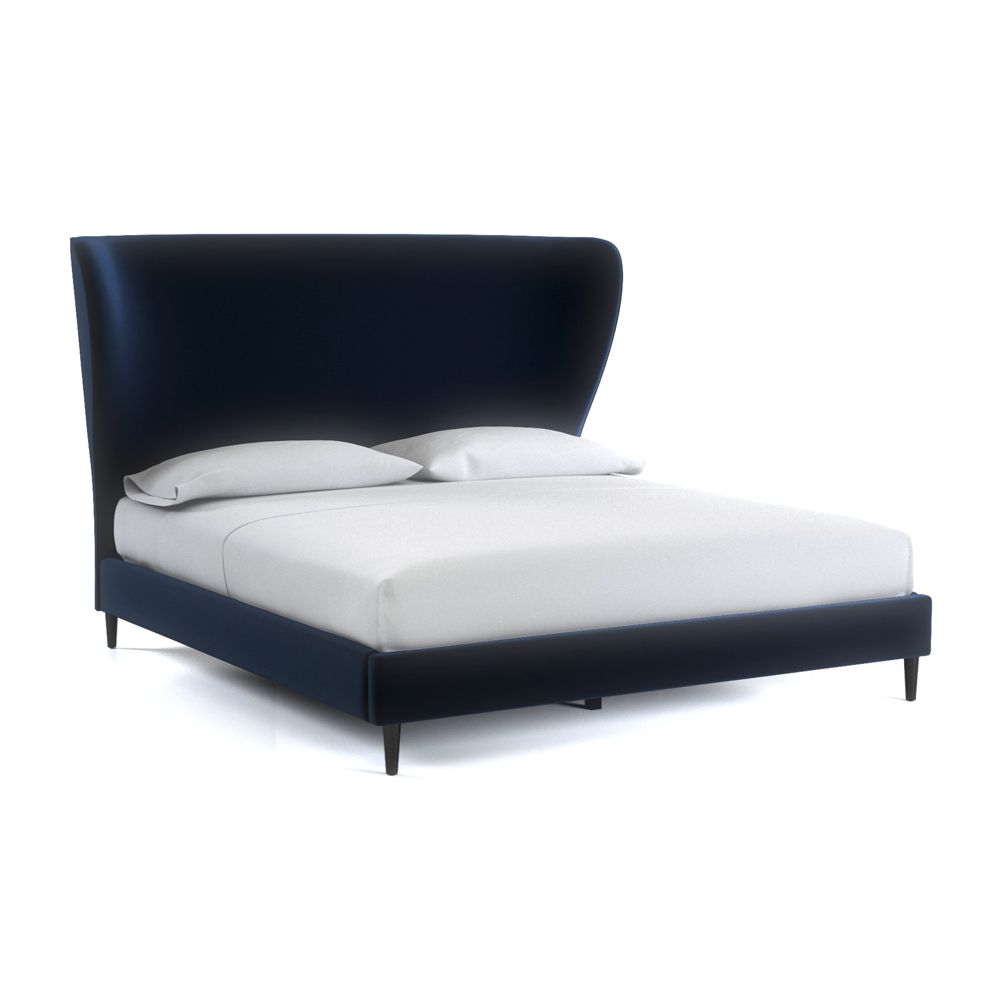 Carlie Wingback Bed King Felt Midnight Crate and Barrel Havenly