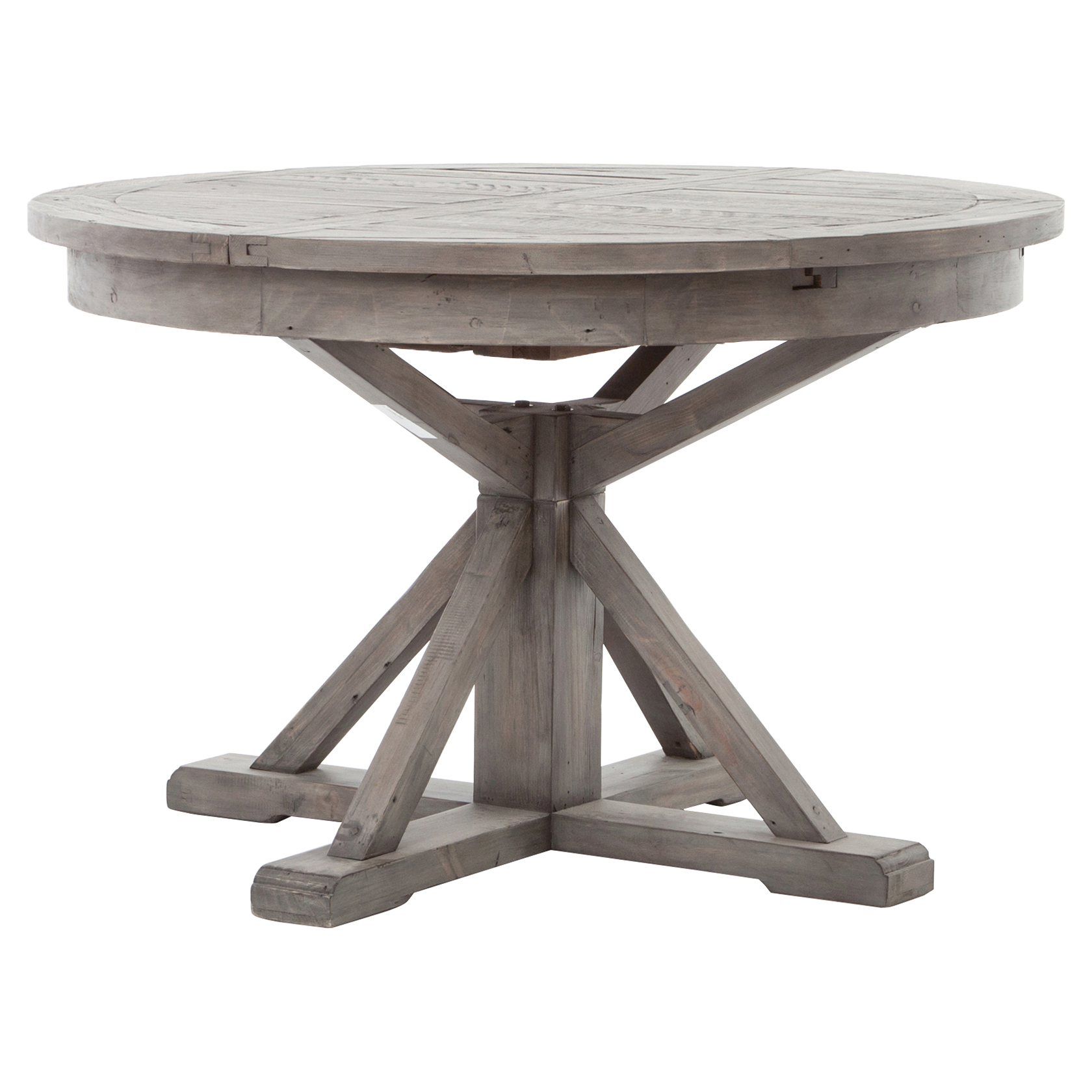 Chabert French Reclaimed Wood, Chabert French Reclaimed Wood Round Extendable Dining Table