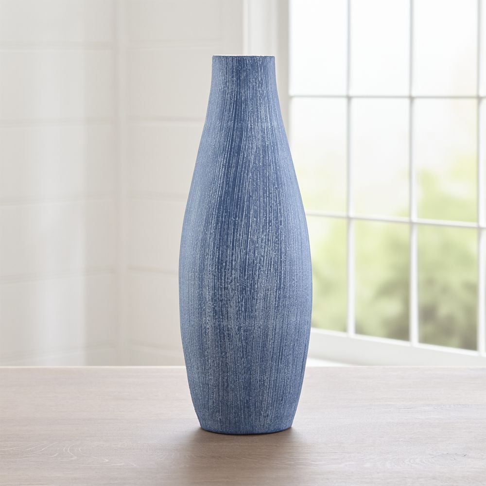 Annisa Blue Tall Teardrop Vase Crate and Barrel Havenly