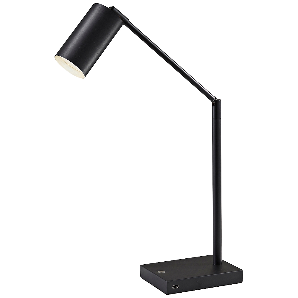 Colby Black Painted Metal LED Touch Desk Lamp with USB Port Style