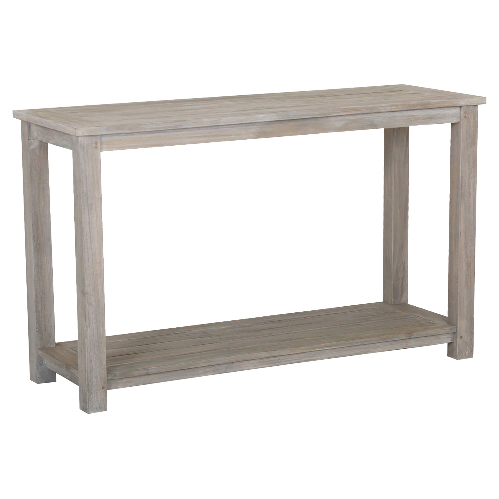 Sunset West Rustic Grey Teak Outdoor Console Table Kathy Kuo Home