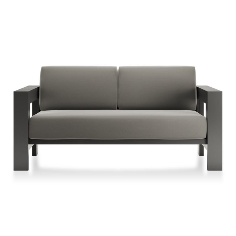 Walker Metal Outdoor Loveseat with Graphite Sunbrella ® Cushions