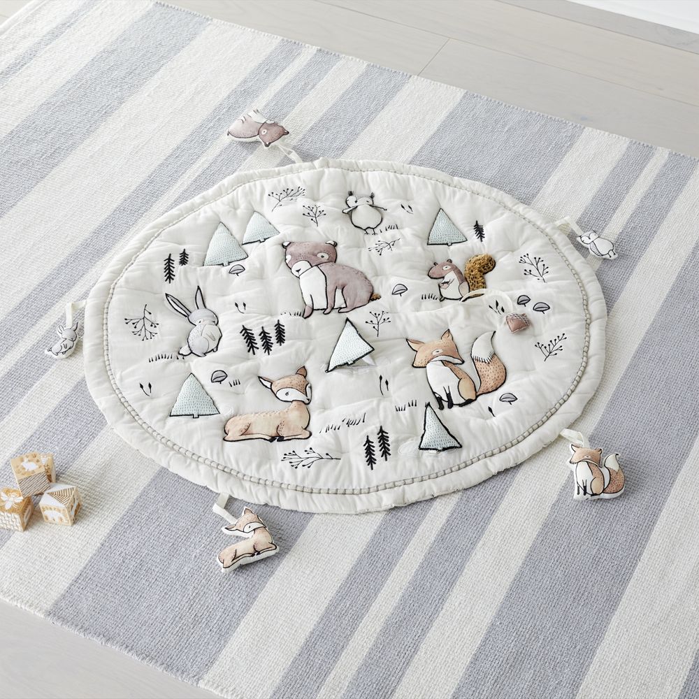 Woodland Animals Baby Activity Mat with Animal Rattles, Set of 5